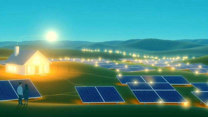 Paneles solares inteligentes iluminan un hogar tranquilo