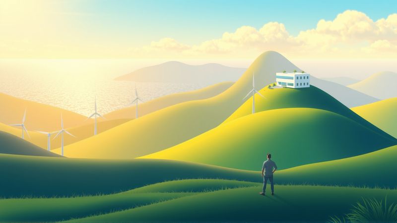 Paisaje sostenible y armonioso en luz cálida