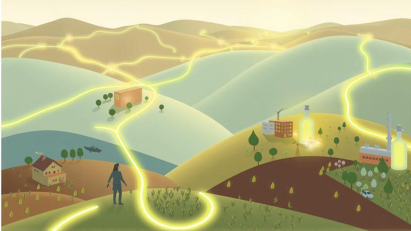 Energía sostenible ilumina un paisaje armonioso