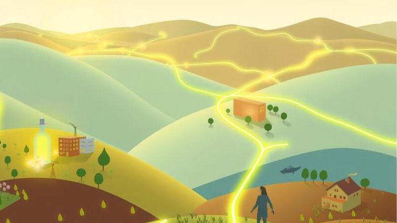 Energía sostenible ilumina un paisaje armonioso