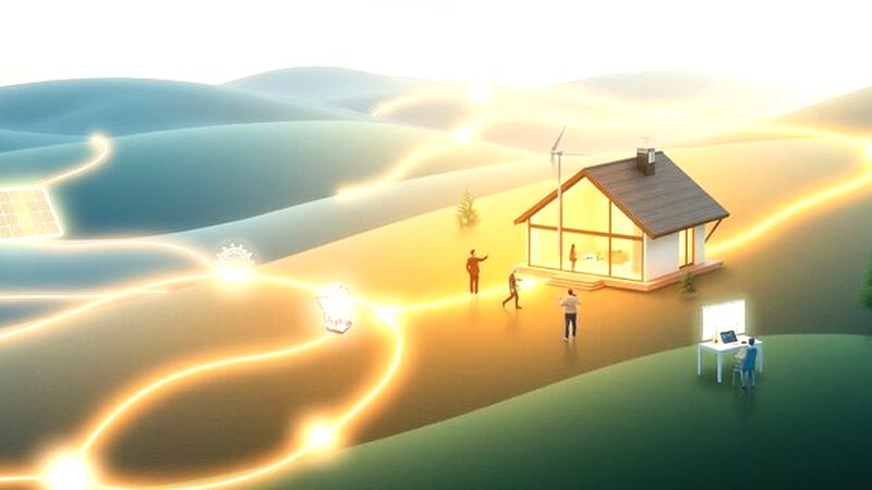 Energía sostenible conecta armoniosamente el paisaje