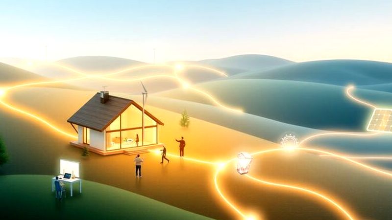 Energía sostenible conecta armoniosamente el paisaje