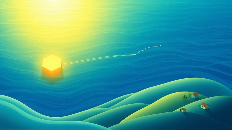 Océano y tierra unidas en calma