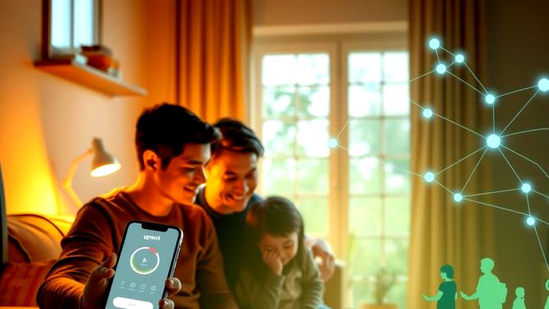 Una familia explora energía sostenible en casa